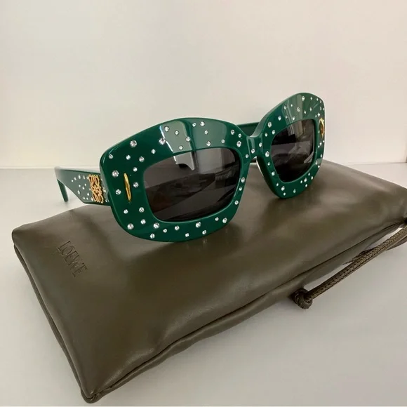 NEW!!! Loewe green sunglasses with crystals LW4114IS 96A Authentic - Picture 6 of 7